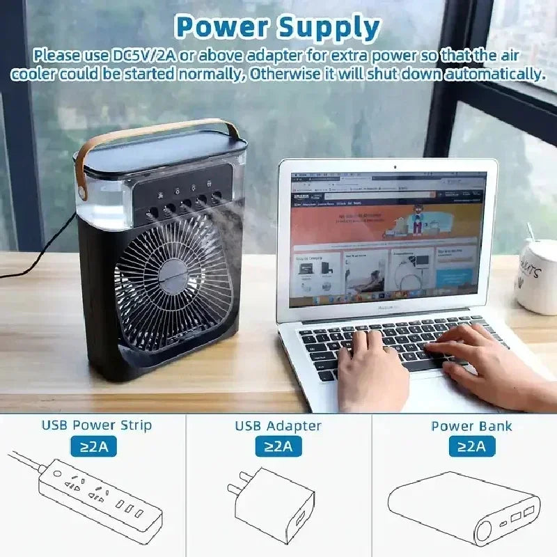 3 In 1 Fan AIr Conditioner Household Small Air Cooler LED Night Light