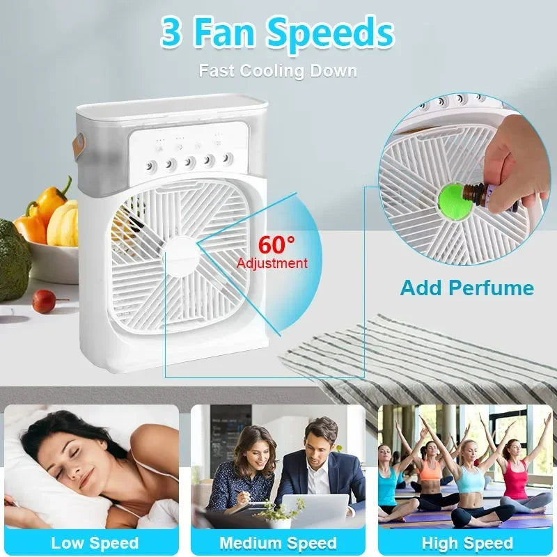 3 In 1 Fan AIr Conditioner Household Small Air Cooler LED Night Light