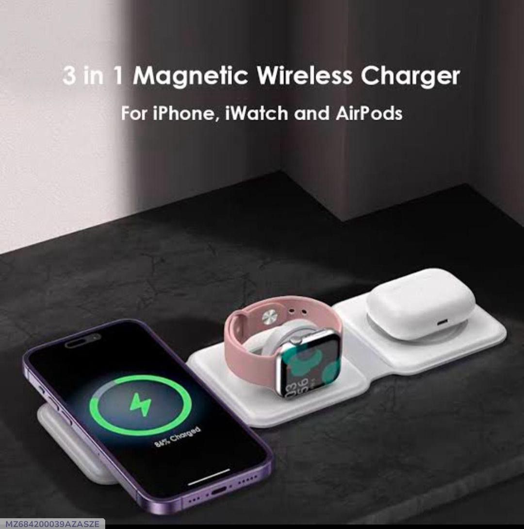 3 in 1 Wireless Charging Pad- 15 watts Power Hub3 in Magnetic Charging Pad.