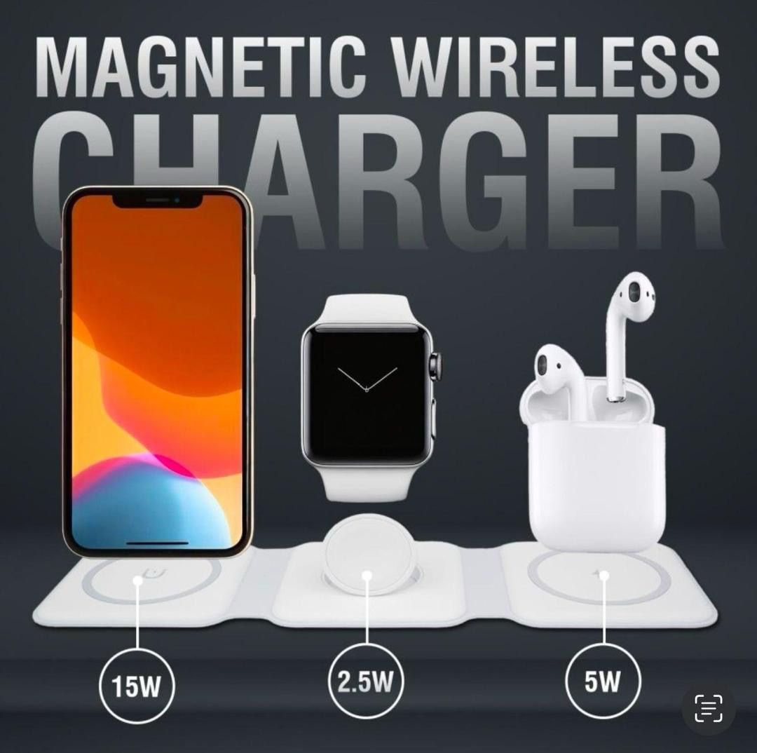 3 in 1 Wireless Charging Pad- 15 watts Power Hub3 in Magnetic Charging Pad.