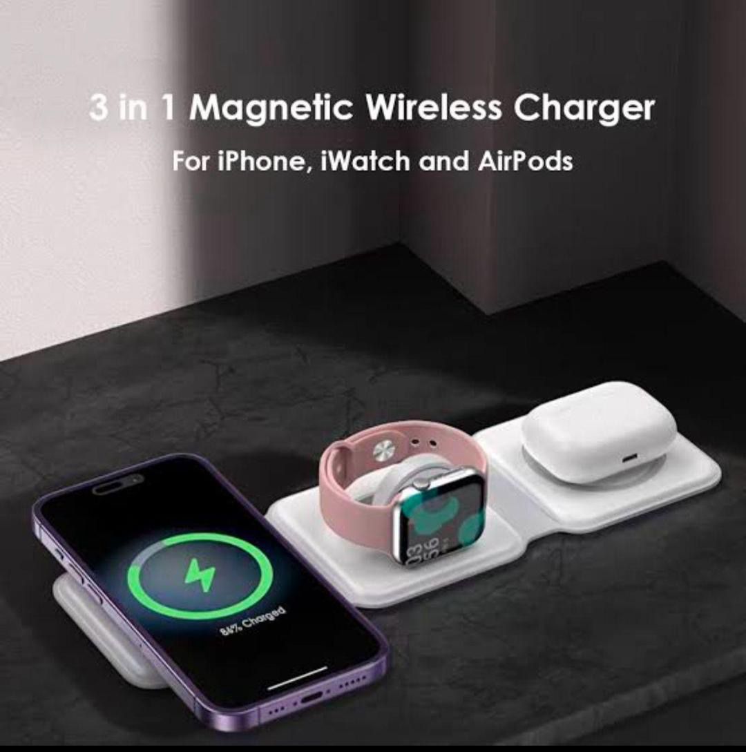 3 in 1 Wireless Charging Pad- 15 watts Power Hub3 in Magnetic Charging Pad.